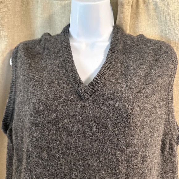 Vintage Jacobson's Lambswool Sweater Vest L Gray V-Neck Knitwear - Picture 2 of 6